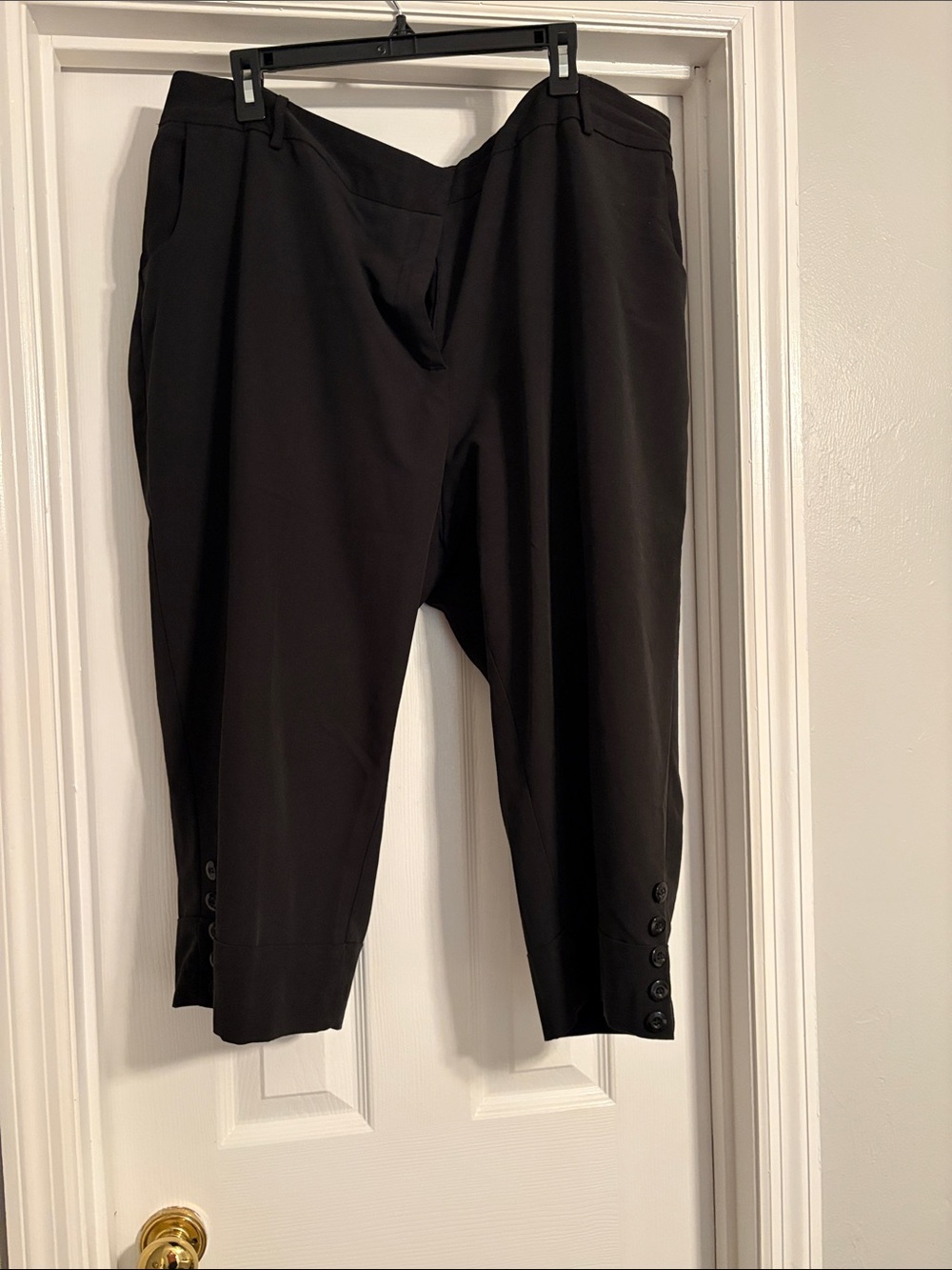 Dress Barn Black Capris with Button Cuff Detail